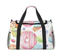 Borsone da viaggio, pieghevole, bagaglio a mano con tracolla staccabile, per weekend, palestra e pendolari in aeroporto, motivo: fenicottero, 50 x 33 x 26 cm, Cupcakes Ciambelle Muffins Zucchero, One