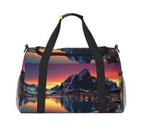 Borsone da viaggio, pieghevole, bagaglio a mano con tracolla staccabile, per weekend, palestra e pendolari in aeroporto (rosa scuro, 50 x 33 x 26), Isole Norvegia, One Size, Bagaglio a mano
