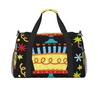 Borsone da viaggio, pieghevole, bagaglio a mano con tracolla staccabile, per weekend, palestra e pendolari in aeroporto, motivo: fenicottero, 50 x 33 x 26 cm, Happy Birthday Big Cake, One Size