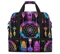 Borsone da viaggio pieghevole Boho Dreamcatcher Moon di grande capacità per sport e palestra con scomparto asciutto bagnato tasca per scarpe leggero da portare durante la notte borsa weekend per donne