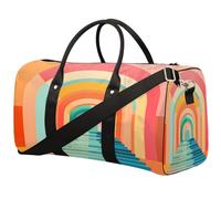 Borsone da viaggio pieghevole con arco geometrico arcobaleno impermeabile borsa da palestra sportiva con spallacci