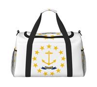 Borsone da viaggio pieghevole con bandiera del Rhode Island, borsa da viaggio per gite nel fine settimana, per viaggi spontanei, nero, taglia unica, Nero, One Size