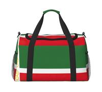 Borsone da viaggio pieghevole con bandiera della Repubblica Cecena, borsa da viaggio per gite nel fine settimana, per viaggi spontanei, nero, taglia unica, Nero, One Size