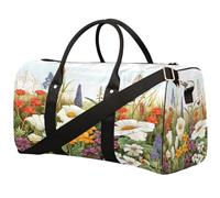 Borsone da viaggio pieghevole con foglie di erbe aromatiche rustiche, impermeabile, borsa sportiva da palestra con spallacci