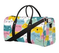 Borsone da viaggio pieghevole con gatti sorridenti colorati borsa da palestra impermeabile con spallacci