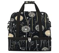 Borsone da viaggio pieghevole con motivo floreale con dente di leone, grande capacità, borsa sportiva da palestra con scomparto asciutto bagnato, tasca per scarpe, leggera, da portare con sé durante