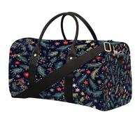 Borsone da viaggio pieghevole con stampa di aghi di pino dell'albero di Natale, impermeabile, borsa sportiva da palestra con spallacci