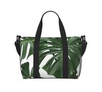 Borsone da viaggio pieghevole con stampa di luna e stelle notturne, borsa da viaggio, borsa da viaggio pieghevole, borsa da viaggio per il fine settimana, per donne e uomini, Foglie di Monstera, One