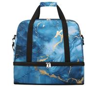 Borsone da viaggio pieghevole con stampa liquida blu marmorizzata borsa da palestra espandibile con scomparto per scarpe Borsa da weekend di grande capacità Borsa da viaggio per viaggi sportivi viaggi