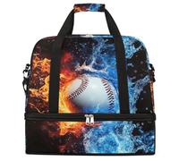 Borsone da viaggio pieghevole da baseball con acqua di fuoco borsa da palestra di grande capacità con scomparto asciutto bagnato tasca per scarpe leggero da portare durante la notte borsa weekend per