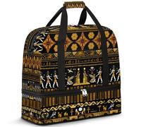 Borsone da viaggio pieghevole per donne e uomini, 47 l, borsa da fine settimana con manica trolley, borsa a tracolla separata per sport, palestra, viaggi, stampa antico Egitto, Colore, 47 L, Organizer