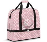 Borsone da viaggio pieghevole per donne e uomini, 47 l, borsa da fine settimana con manica trolley, borsa a tracolla separata per sport, palestra, viaggi, graziosa squama di pesce sirena, Colore, 47