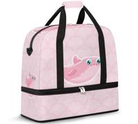 Borsone da viaggio pieghevole per donne e uomini, 47 l, borsa da fine settimana con manica trolley, borsa a tracolla separata per sport, palestra, viaggi, graziosa squama di pesce balena, Colore, 47