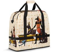 Borsone da viaggio pieghevole per donne e uomini, 47 l, borsa da fine settimana con manica trolley, borsa a tracolla separata per sport, palestra, viaggi, Egitto, geroglifici, Colore, 47 L, Organizer
