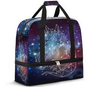 Borsone da viaggio pieghevole per donne e uomini, 47 l, borsa per il fine settimana con manica trolley, borsa a tracolla separata per sport, palestra, viaggi, Galaxy Space Unicorn, Colore, 47 L,