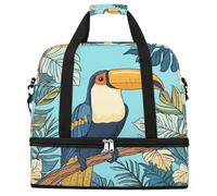 Borsone da viaggio pieghevole retrò con uccellini esotici tucano borsa da palestra espandibile con scomparto per scarpe grande capacità borsa da weekend borsa da viaggio per viaggi sportivi viaggi