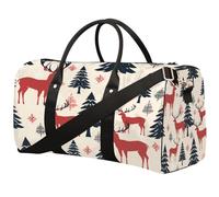 Borsone da viaggio pieghevole vintage con alce, cervo, albero di Natale, impermeabile, borsa sportiva da palestra con spallacci