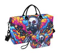 Borsone da viaggio, Pixel Art Style immagine di un uomo che indossa una maschera antifumo, borsa da palestra con borsa portaoggetti, borsa per la notte, per uomini e donne, viaggi, sport, yoga,