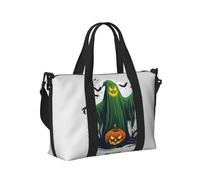 Borsone da viaggio portatile con stampa di zucca di Halloween fantasma verde Horror Borsa a mano pieghevole per viaggi di fine settimana accessorio da palestra