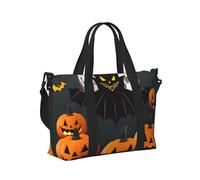 Borsone da viaggio portatile con stampa di zucca e luna di Halloween, borsa a mano pieghevole per viaggi di fine settimana accessorio da palestra