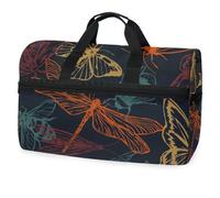 Borsone da viaggio retrò con ape, farfalla e libellula, per uomini, donne, ragazzi, ragazze, adolescenti, borsa da palestra oversize con scomparto per scarpe, per la notte, il fine settimana, yoga,