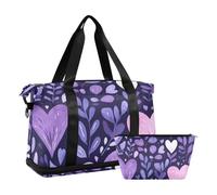 Borsone da viaggio romantico per San Valentino, viola, con borsa da toeletta per escursionismo, impermeabile, Viola Valentine amore romantico, 1 size
