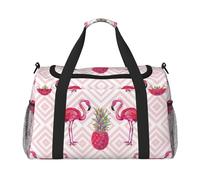 Borsone da viaggio rosa con fenicottero e ananas borsa da viaggio Weekender Pernottamento Borsa a mano Allenamento Sport Ospedale