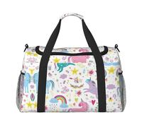 Borsone da viaggio rosa con unicorni, borsa per il fine settimana, borsa da viaggio, borsa a mano per allenamento, sport, ospedale