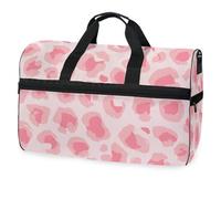 Borsone da viaggio rosa leopardato per uomini, donne, ragazzi, ragazze, adolescenti, borsa da palestra oversize con scomparto per scarpe durante la notte, fine settimana, yoga, allenamento, borsa da