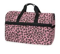 Borsone da viaggio rosa leopardato per uomini, donne, ragazzi, ragazze, adolescenti, borsa da palestra oversize con scomparto per scarpe durante la notte, fine settimana, yoga, allenamento, borsa da