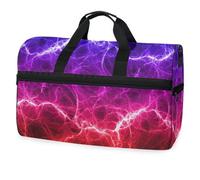 Borsone da viaggio rosso viola con fiamma di fuoco, per uomini, donne, ragazzi, ragazze, adolescenti, borsa da palestra oversize con scomparto per scarpe durante la notte, fine settimana, yoga,