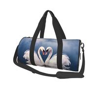Borsone da viaggio rotondo con cuore rosso glitterato, grande capacità, resistente, per vacanze, palestra, brevi viaggi, San Valentino, coppia, di, cigni cuore, Taglia unica