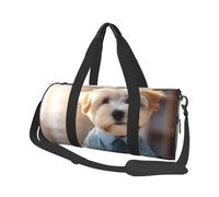 Borsone da viaggio rotondo con delfino su corallo, grande capacità, resistente, per vacanze, palestra, brevi viaggi, Corgi carino., Taglia unica