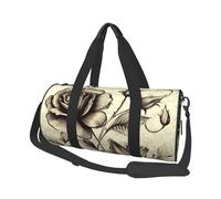 Borsone da viaggio rotondo con elefante su legno, grande capacità, resistente, per vacanze, palestra, brevi viaggi, Elegante Fiore, Taglia unica