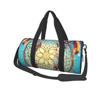 Borsone da viaggio rotondo con foglie di dinosauro, grande capacità, resistente, per vacanze, palestra, brevi viaggi, Catch Dream Net, Taglia unica