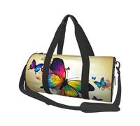 Borsone da viaggio rotondo con motivo colorato - Borsa da viaggio durevole di grande capacità per vacanze, palestra, brevi viaggi, Farfalla colorata., Taglia unica