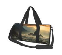 Borsone da viaggio rotondo da uomo di Natale, grande capacità, resistente, per vacanze, palestra, brevi viaggi, Le montagne incontrano il mare, Taglia unica