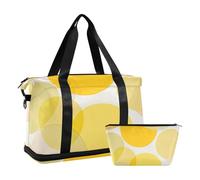 Borsone da viaggio rotondo moderno giallo a pois grandi borse da viaggio per la notte con borsa da toilette per palestra multifunzionale, Polka Dot rotondo Moderno giallo, 1 size