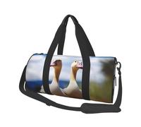 Borsone da viaggio rotondo per acqua pulita e paesaggio lacustre, grande capacità, resistente, per vacanze, palestra, brevi viaggi, Oca carina, Taglia unica