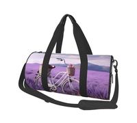 Borsone da viaggio rotondo vintage per macchina da espresso, grande capacità, resistente, per vacanze, palestra, brevi viaggi, Bici da campo lavanda, Taglia unica