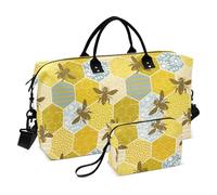 Borsone da viaggio senza cuciture geometrico ape felice buona fortuna alla moda oro grande borsone da viaggio borsa da viaggio borsa da palestra borsone da viaggio multifunzionale