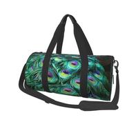 Borsone da viaggio, stampa con timbro color lavanda, pieghevole, per palestra, fine settimana, fine settimana, Piuma di pavone verde., One Size, Borsone da viaggio