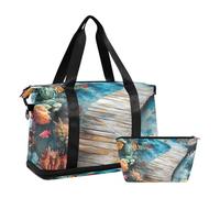 Borsone da viaggio subacqueo con pittura a pavimento 3D creativo con borsa da toilette per viaggi di grande capacità, 3D creativo pavimento pittura oceano sott'acqua, 1 size