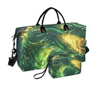 Borsone da viaggio, una borsa da palestra verde e gialla con testa di drago, borsa da palestra, borsa per la notte, per uomini e donne, viaggi, sport, yoga, Multicolore, Taglia unica