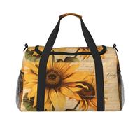 Borsone da viaggio vintage con api girasole giallo floreale palestra pernottamento weekend borsa per uomo donna leggero bagaglio a mano per allenamento vacanza