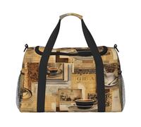 Borsone da viaggio vintage con caffè, stile retrò, per giornali, palestra, pernottamento, weekender, per uomini e donne, leggero, bagaglio a mano per allenamento e vacanze