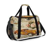 Borsone da viaggio vintage con cartolina e fiori, per ragazze, ragazzi, donne, uomini, cartoline, fine settimana, borsa a tracolla, borsa a tracolla per viaggi, sport, palestra