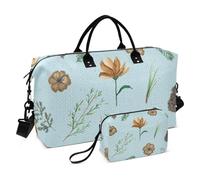 Borsone da viaggio vintage con fiori azzurri per il fine settimana, palestra, sport, con borsa da toilette per viaggi di lavoro, multifunzionale, Fiore azzurro vintage, 1 size