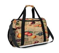 Borsone da viaggio vintage con frutta e giornale per ragazze, ragazzi, donne, uomini, weekend, borsa a tracolla per viaggi, sport, palestra