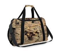 Borsone da viaggio vintage con teschio di giornale, per ragazze, ragazzi, donne, uomini, fine settimana, borsa a tracolla per viaggi, sport, palestra